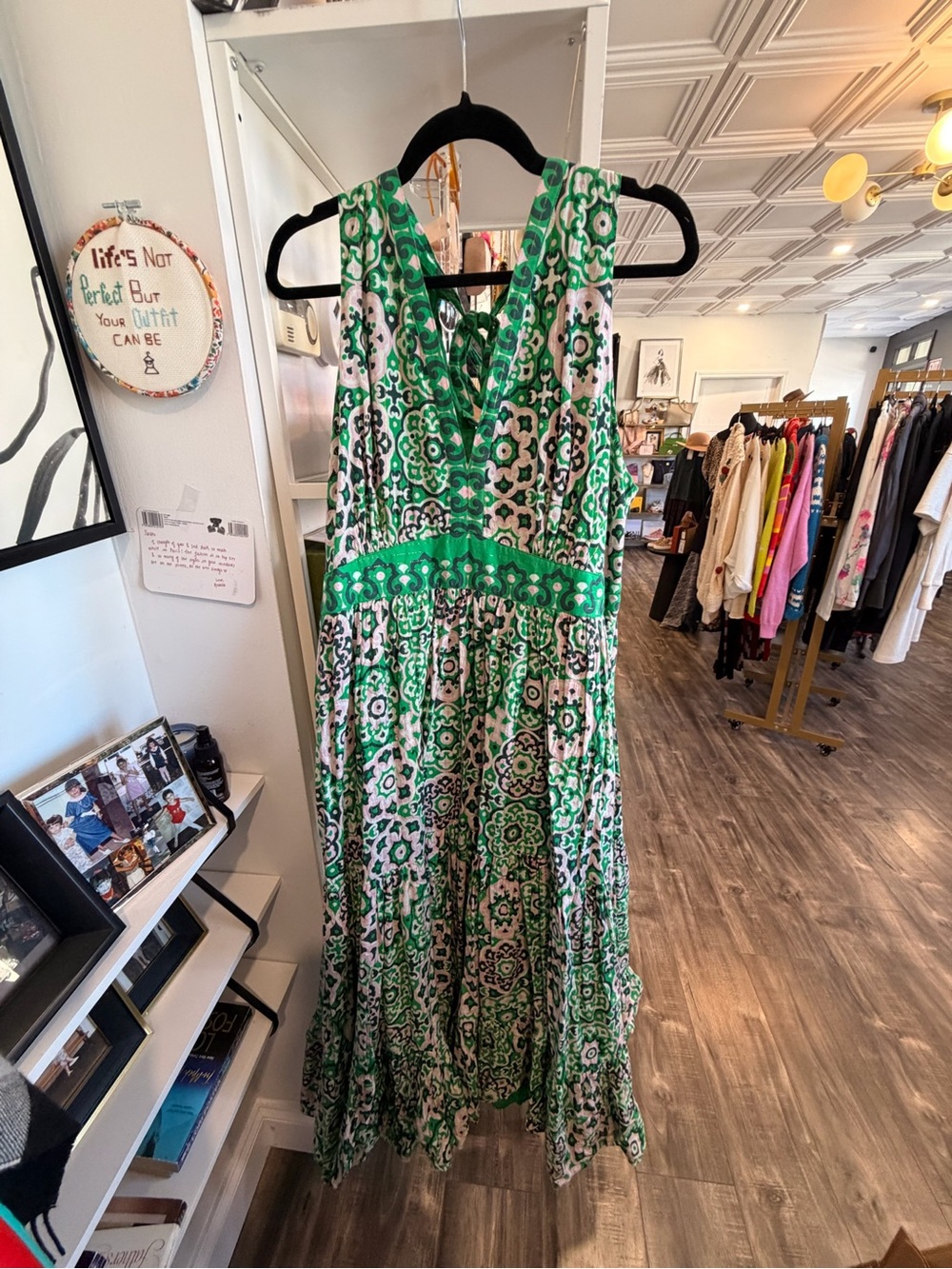Boden Cotton Maxi Tie Neck Dress